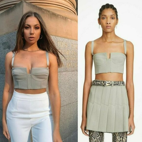 Dion Lee Bonded Crepe Column Bustier Putty Adjustable Strap Corset Crop Top - Picture 1 of 16
